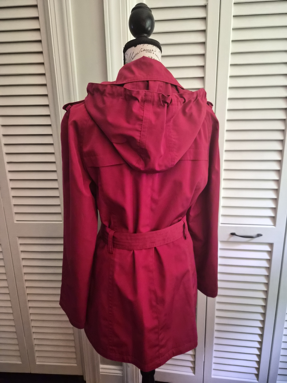 Calvin Klein Women's Bright Red Belted Trench Coat - Picture 3 of 6